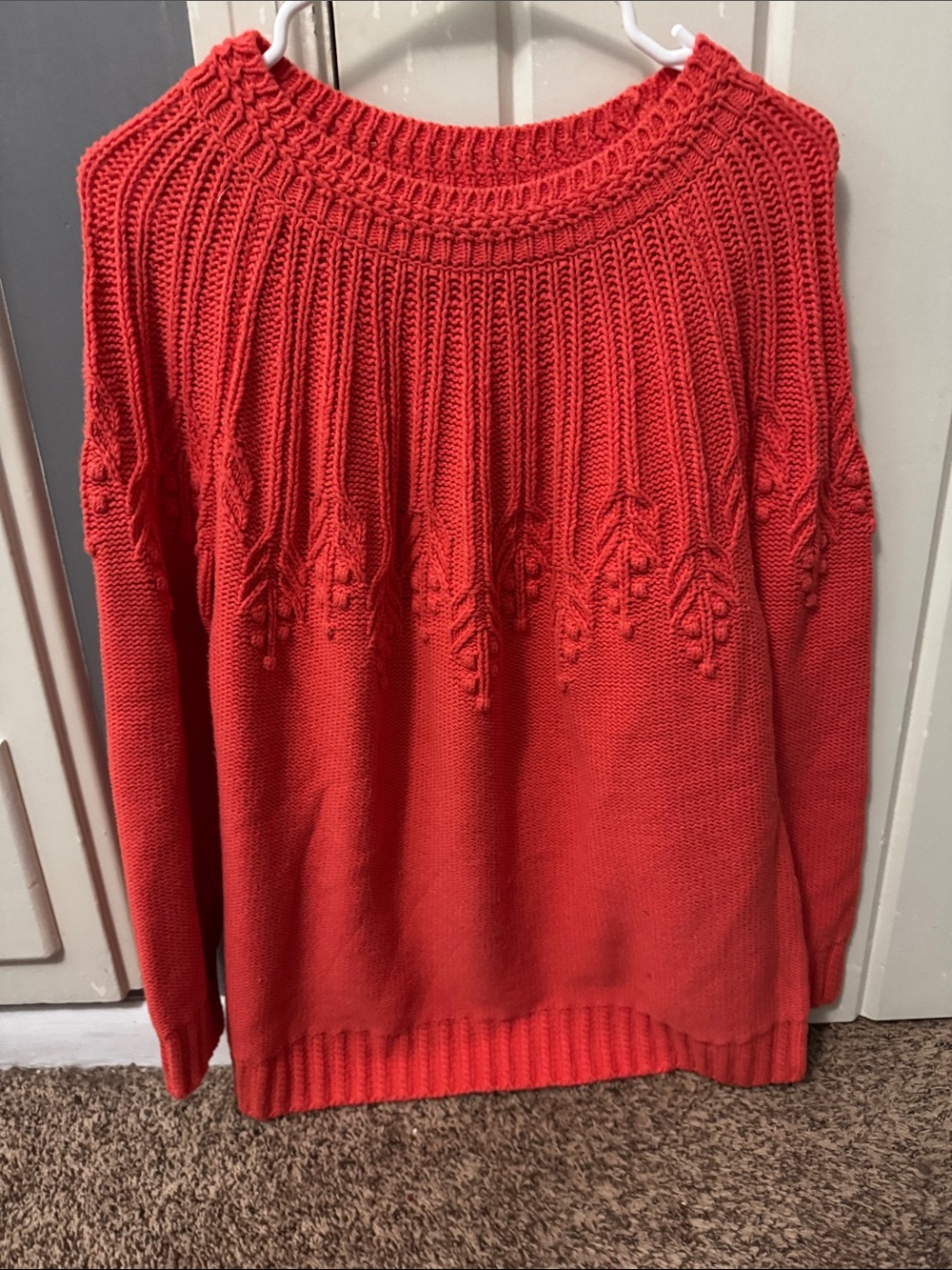 Talbots Coral Red Crewneck Knit Sweater